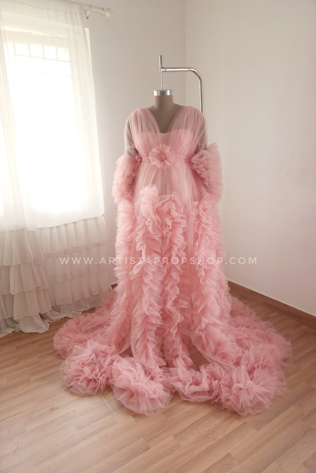 Vintage Long Sleeves Lace Dusty Rose Pink Quinceanera Ball Gown Weddin –  Siaoryne